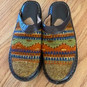 Born wool and leather mules. Still have lots of life in them. Great fall shoe.